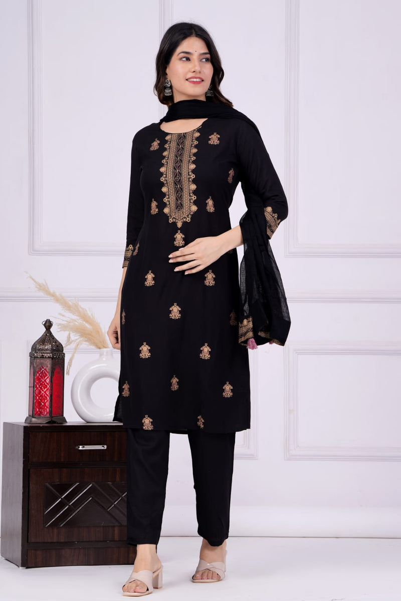 PREMIUM BLACK STARIGHT SUIT WITH DUPATTA