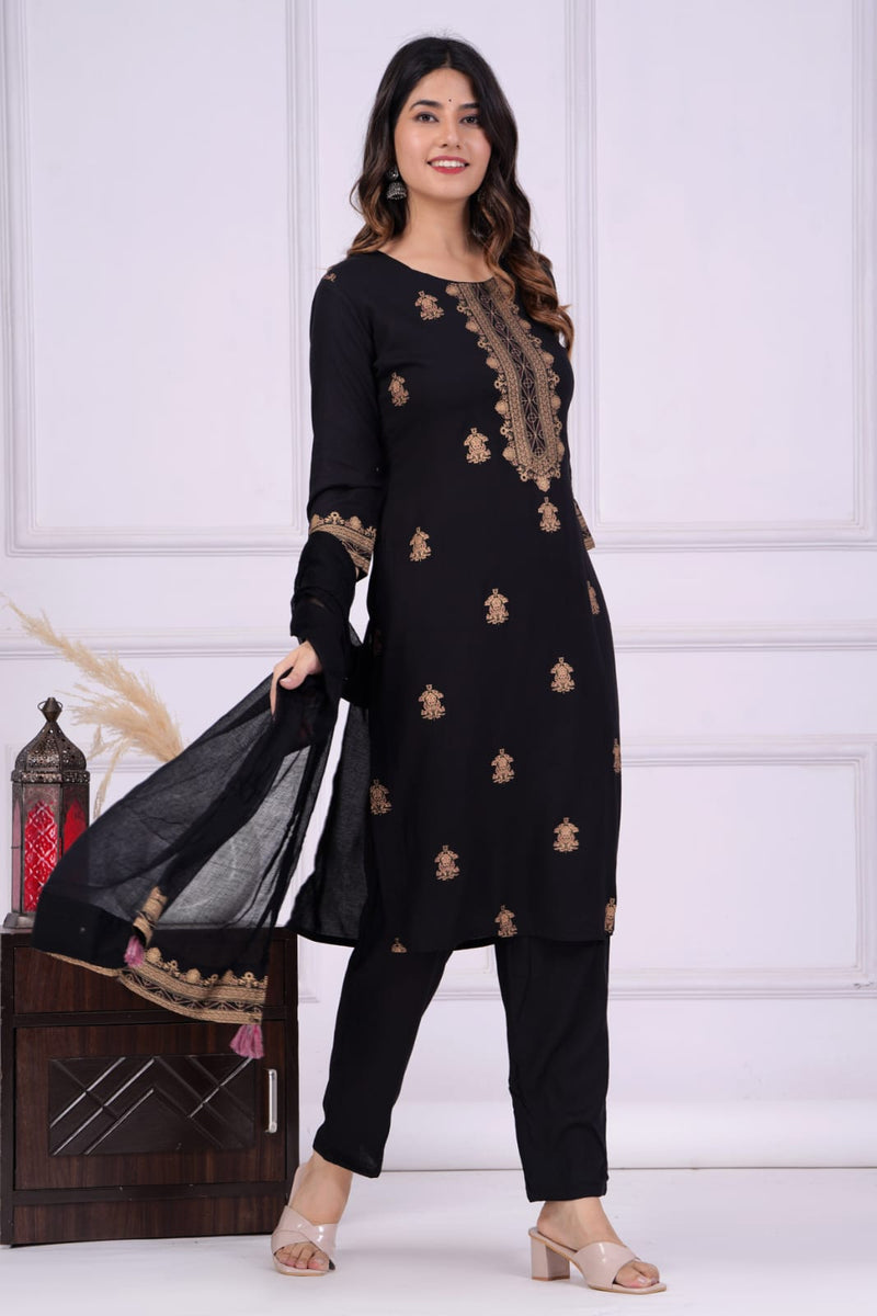 PREMIUM BLACK STARIGHT SUIT WITH DUPATTA