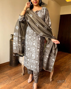 SOFT COTTON SEQUENCE WORK SUIT WITH DUPATTA