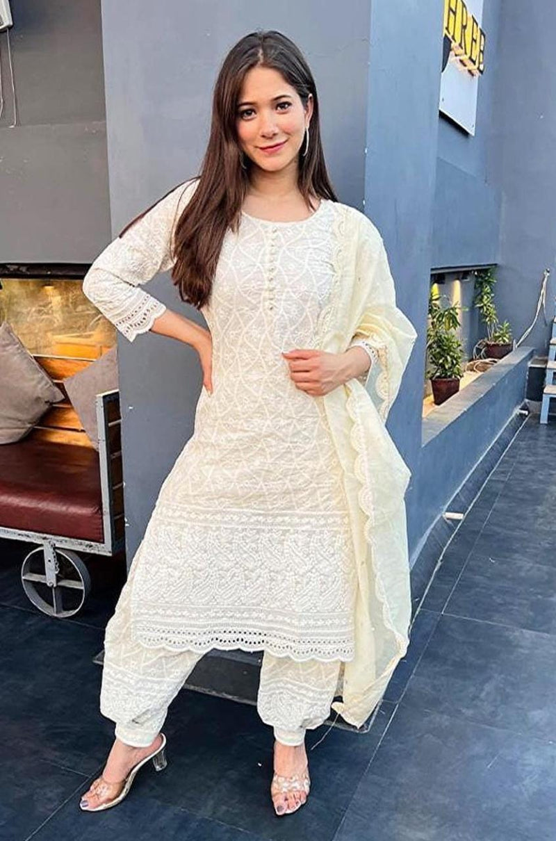 Chickenkari suit with Dupatta