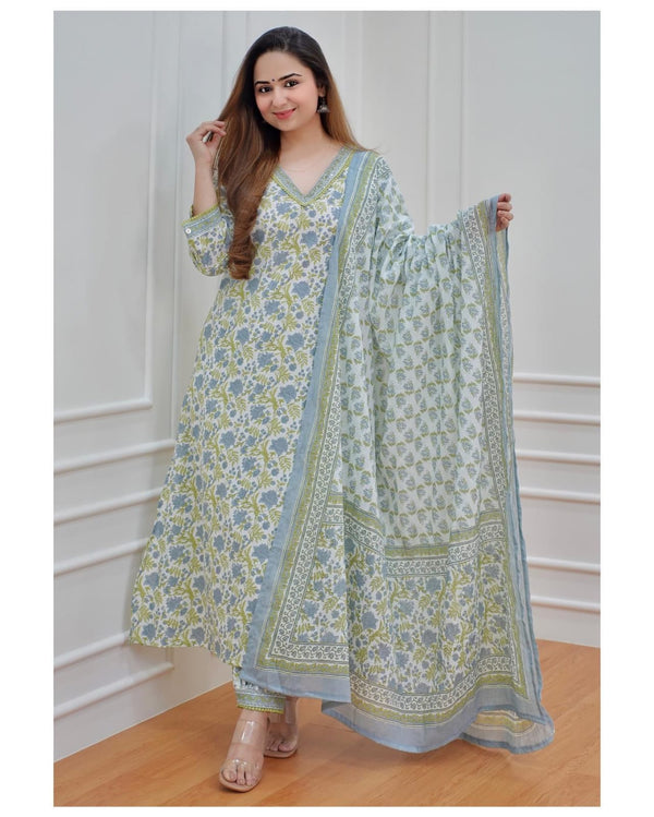 Beautiful Floral Suit With Dupatta