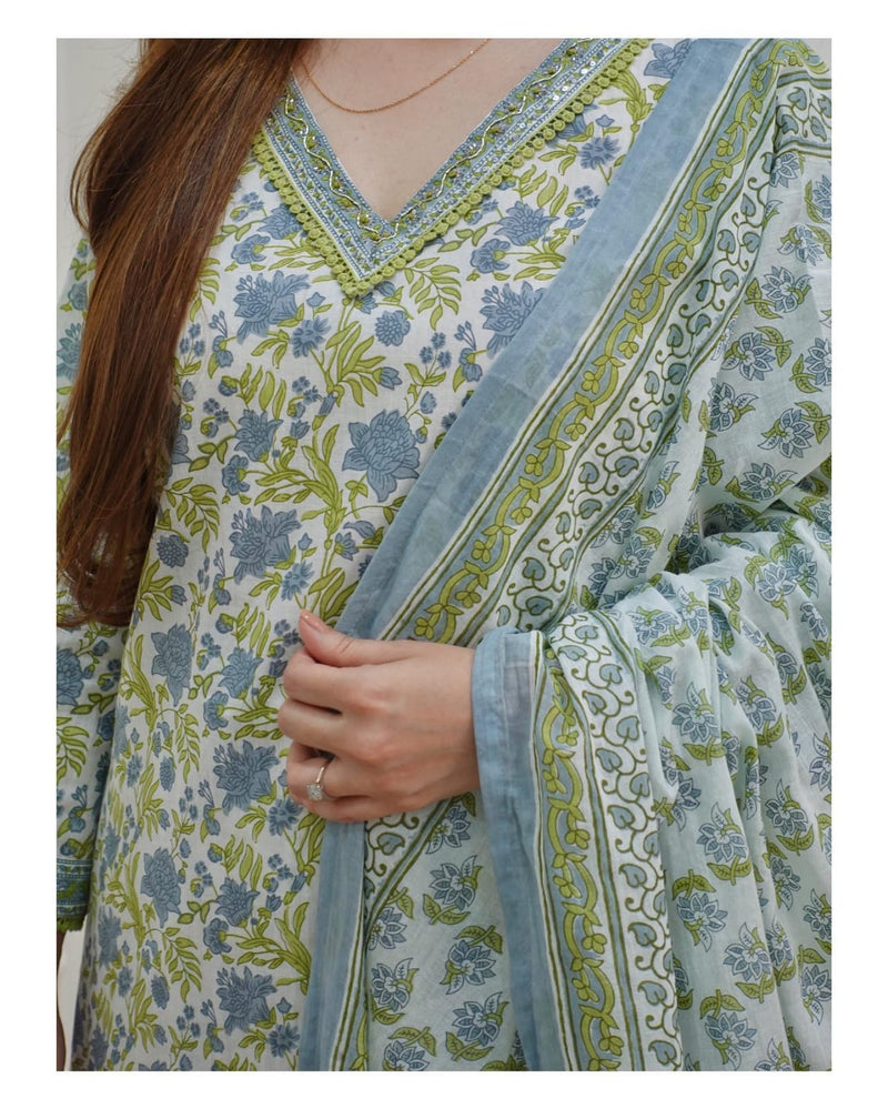 Beautiful Floral Suit With Dupatta