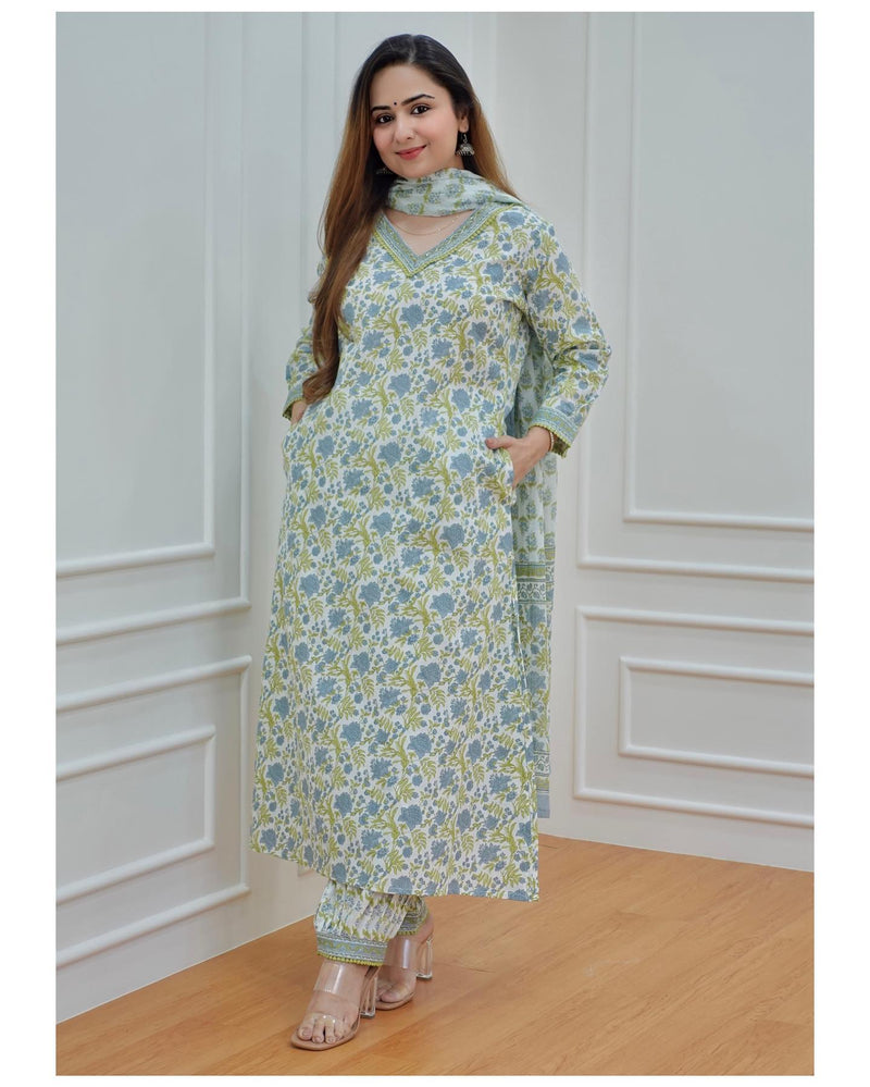 Beautiful Floral Suit With Dupatta