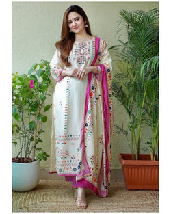 Beautiful Flower Printed Suit With Dupatta