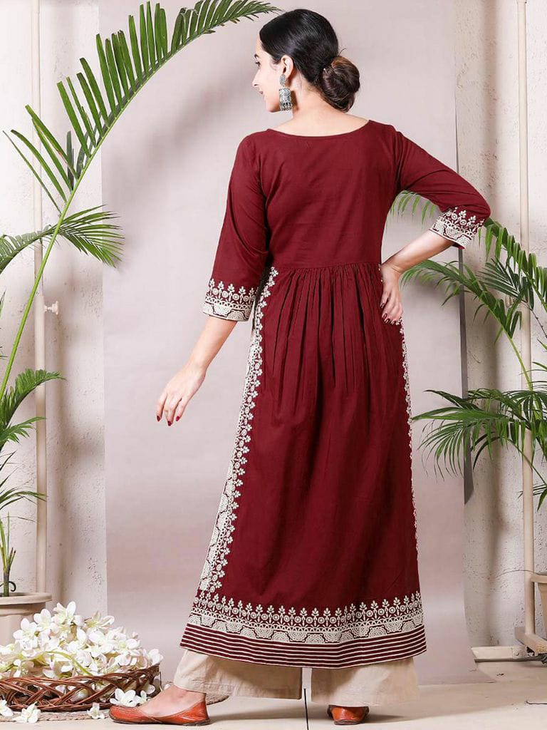 Red Stylish Kurti With Pant