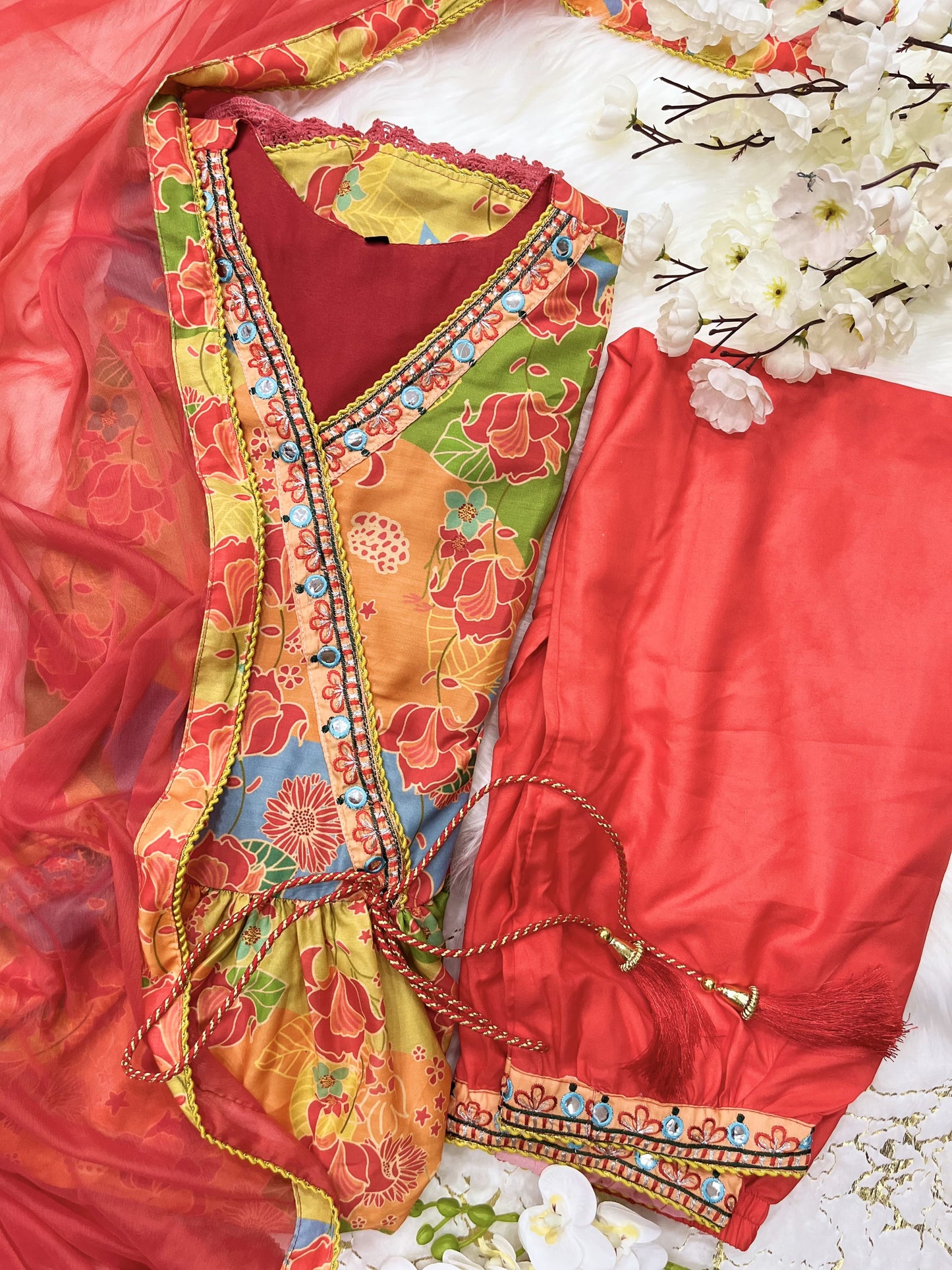 Designer Alia Cut Angrakha Suit with Dupatta