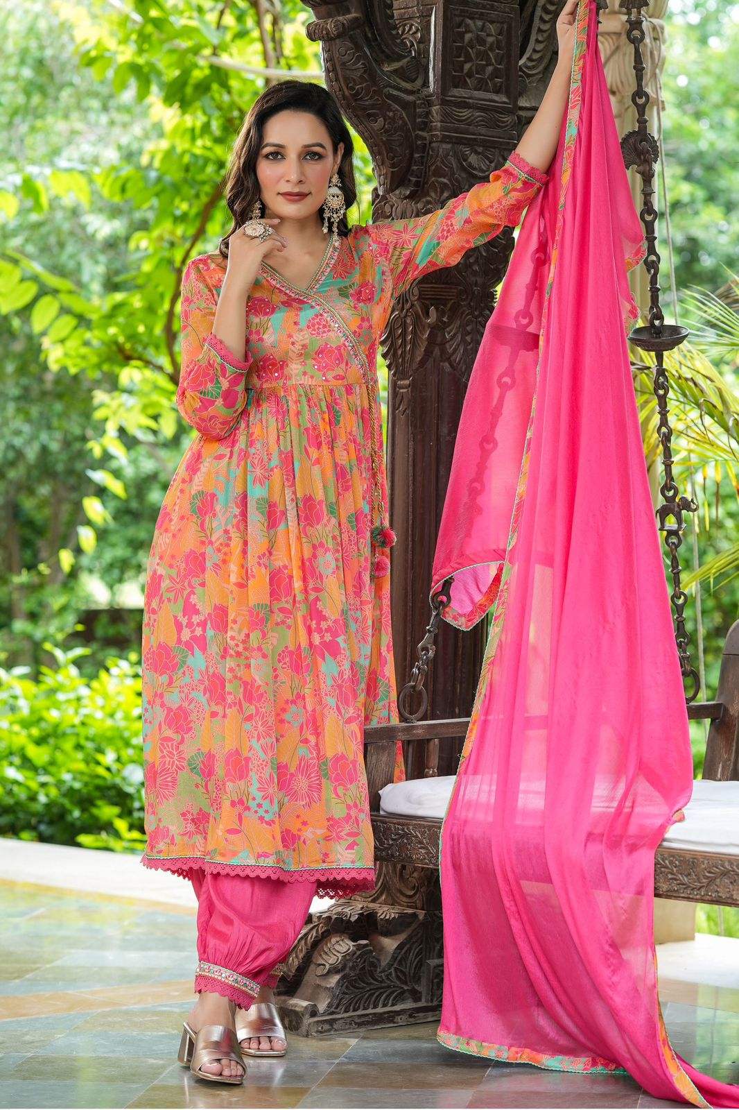 Designer Alia Cut Angrakha Suit with Dupatta