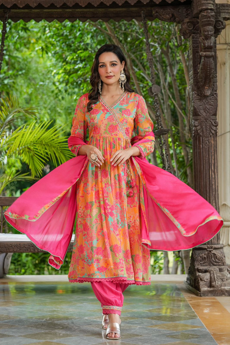 Designer Alia Cut Angrakha Suit with Dupatta