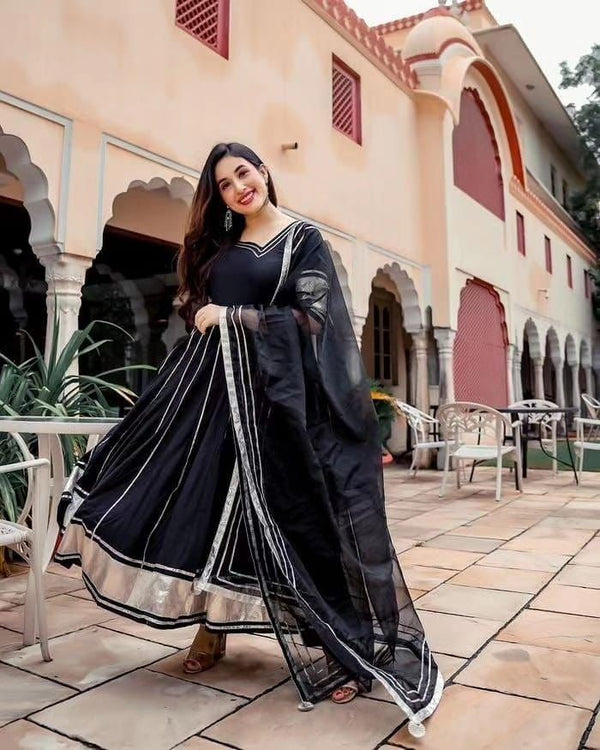 BEAUTIFUL BLACK ANARKALI SUIT WITH DUPATTA