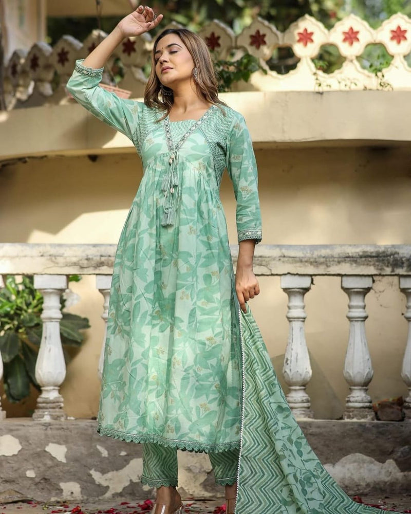 PURE COTTON EMBRIODAY NAIRA CUT SUIT WITH DUPATTA