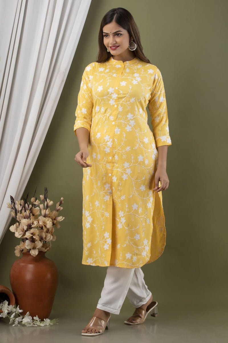 Yellow Embroidery Classic Suit with Dupatta