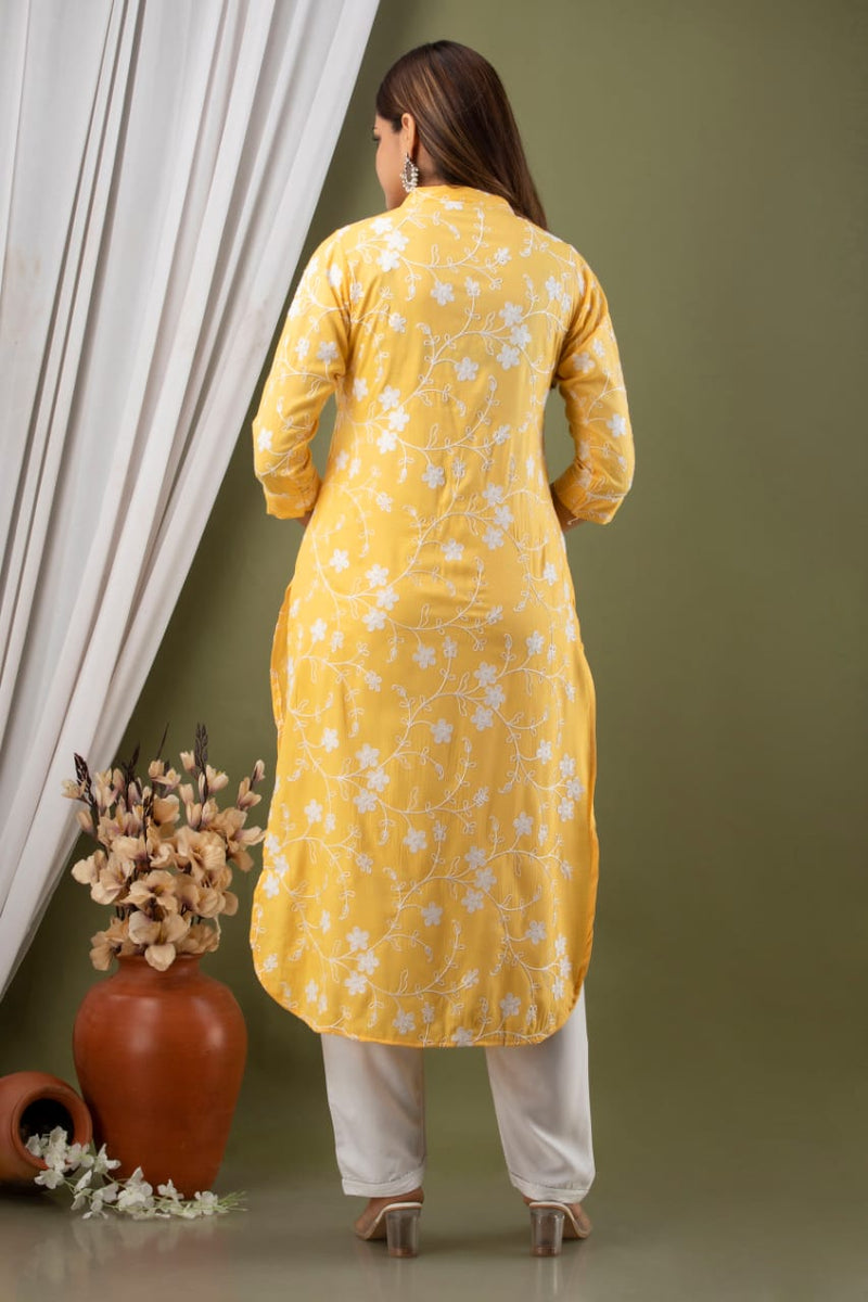 Yellow Embroidery Classic Suit with Dupatta