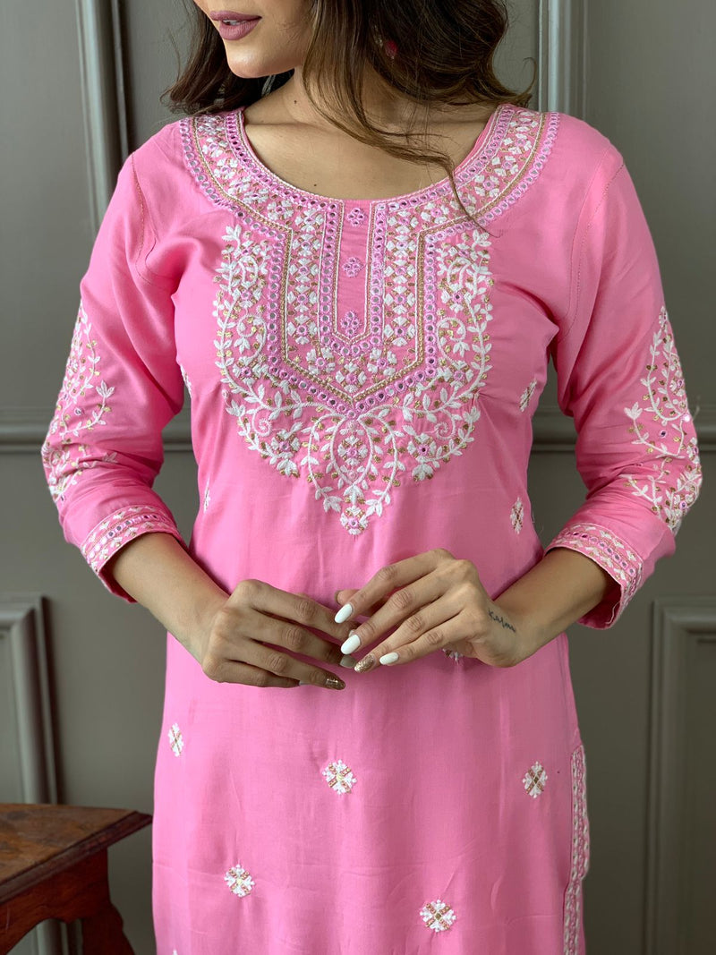 Pink Designer heavy Embroidery Suit with Dupatta