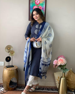 Beautiful Handwoven Kantha Suit with Dupatta