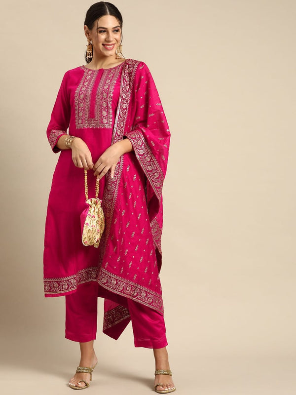 Embroidery Work & Printed Suit with Dupatta