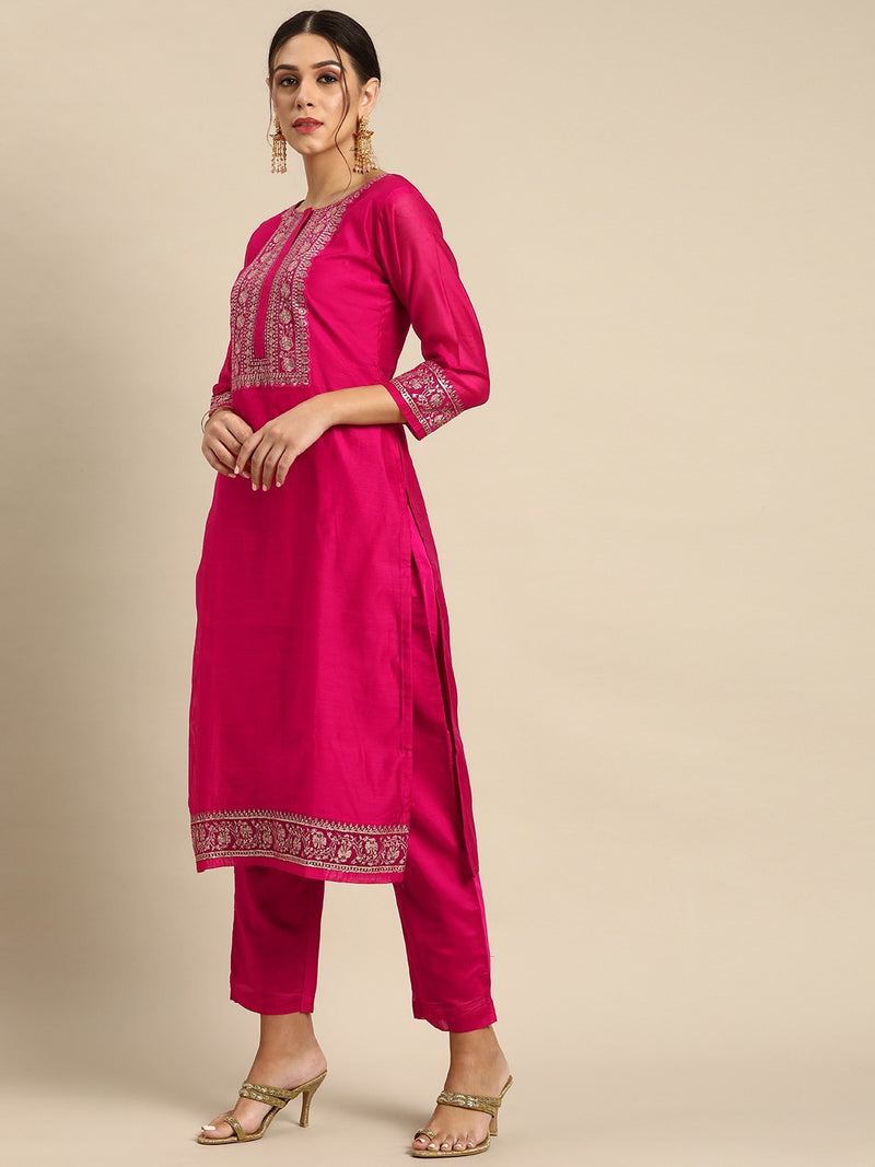 Embroidery Work & Printed Suit with Dupatta