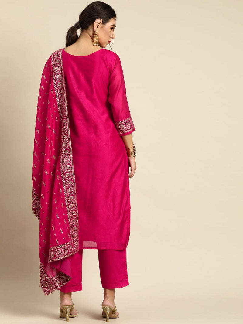 Embroidery Work & Printed Suit with Dupatta