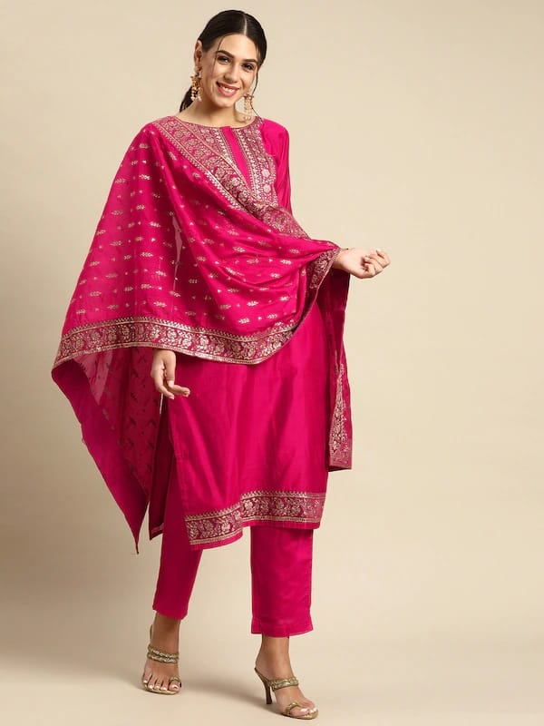 Embroidery Work & Printed Suit with Dupatta