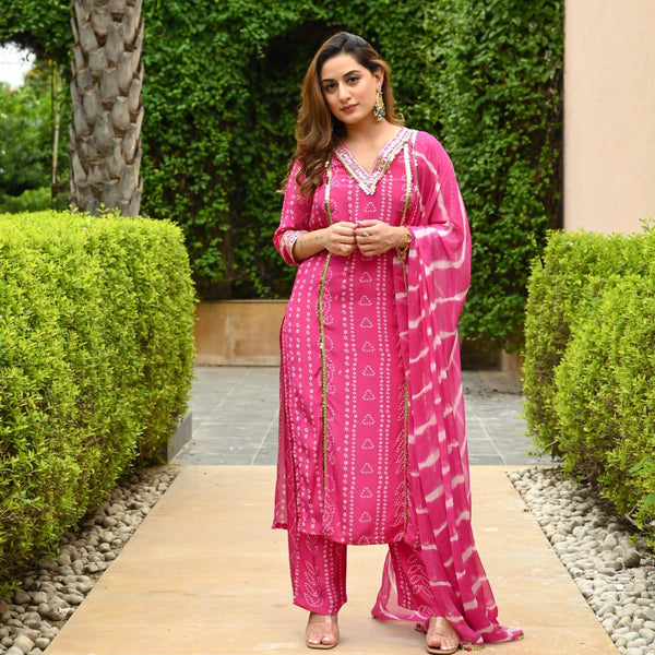 Designer Pink Embroidery Suit With Dupatta