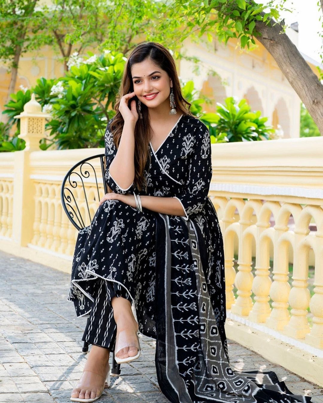 Designer Black Printed Suit Set With Dupatta