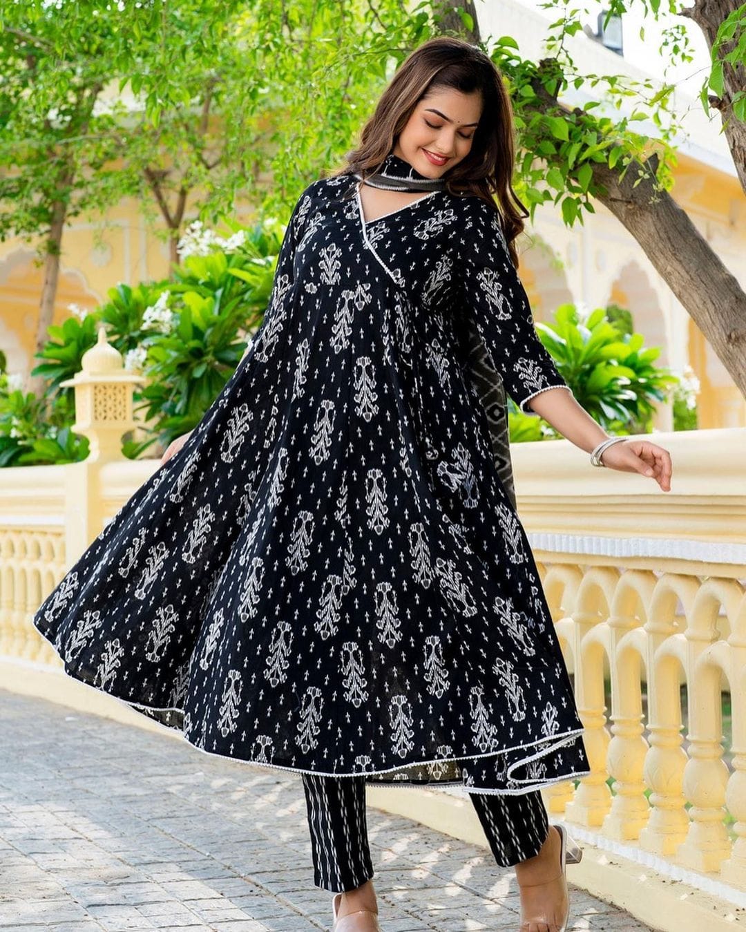 Designer Black Printed Suit Set With Dupatta