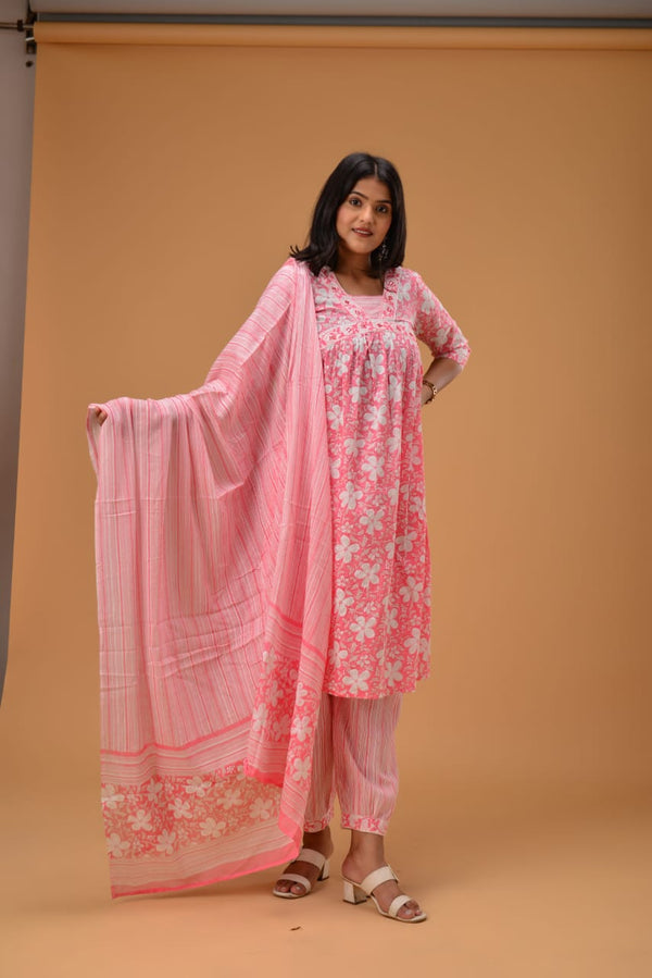 Aliya Embroidered Suit With Dupatta