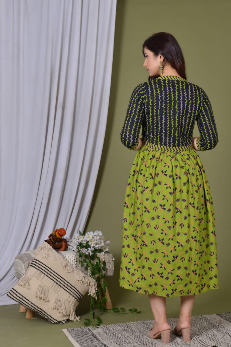 Premium Green Floral Dress