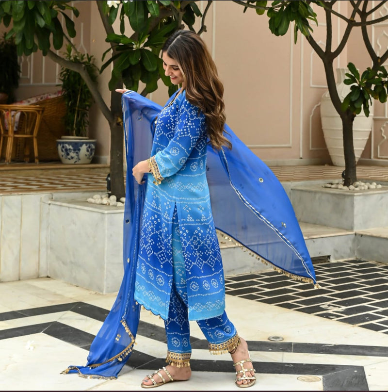 Designer Blue Embroidered Suit With Dupatta