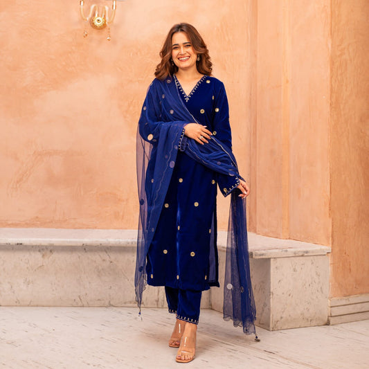 Heavy Velvet Nawab Suit With Dupatta