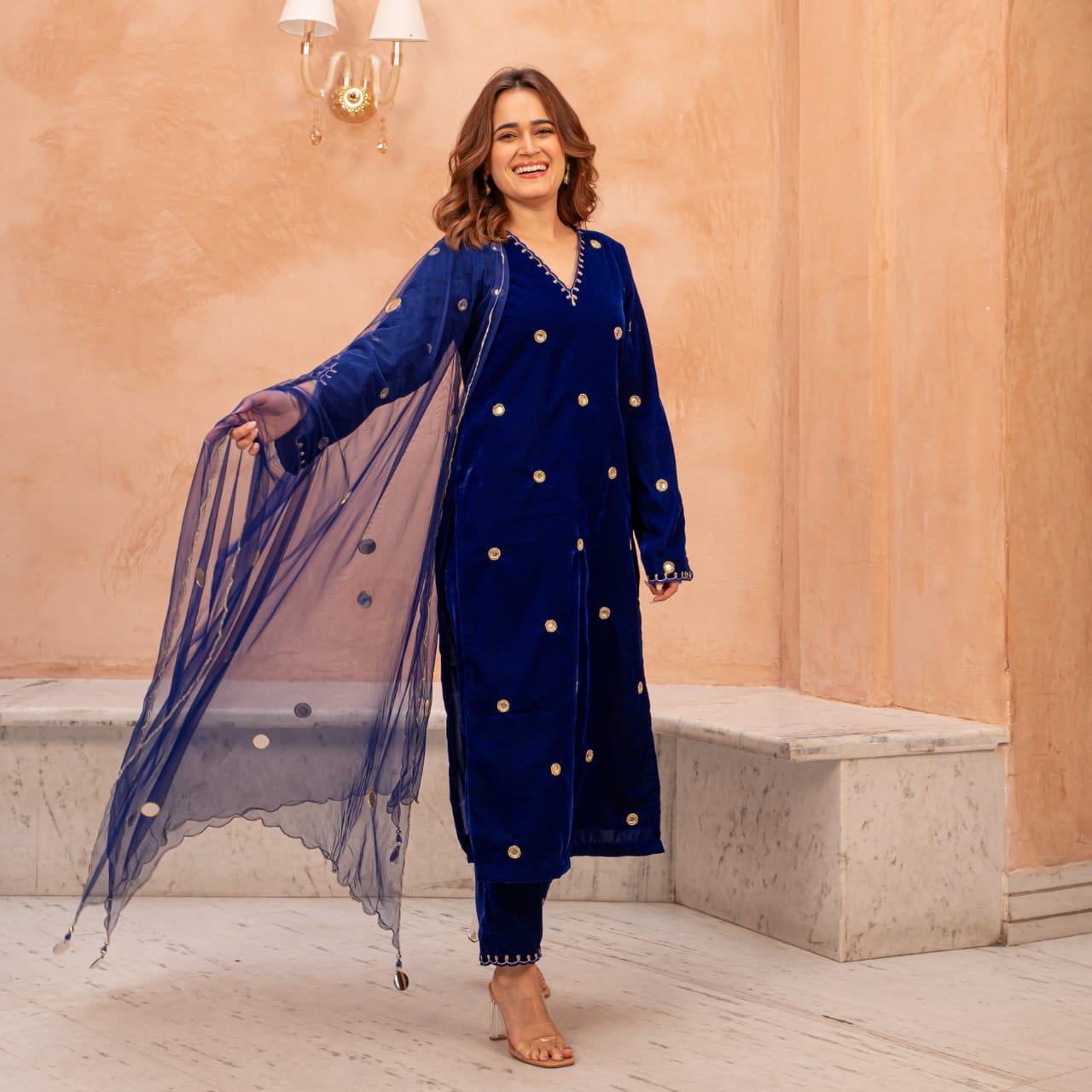 Heavy Velvet Nawab Suit With Dupatta