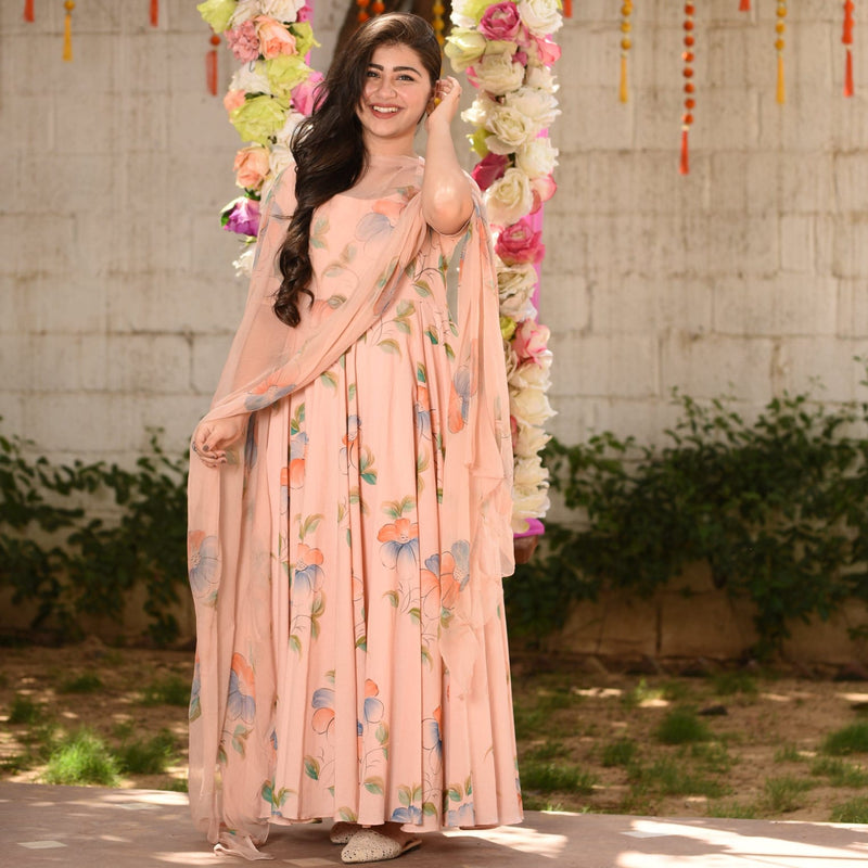 Beautiful Floral Muslin Suit With Dupatta