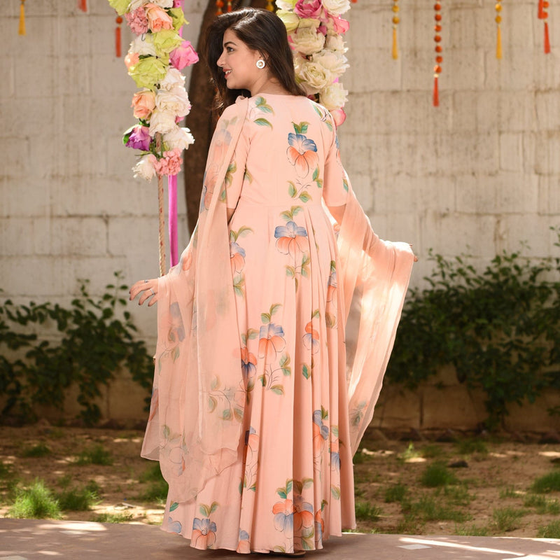 Beautiful Floral Muslin Suit With Dupatta