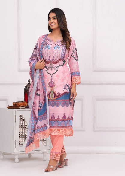 Pure Muslin Digital printed Suit With Dupatta