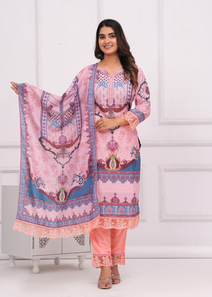 Pure Muslin Digital printed Suit With Dupatta