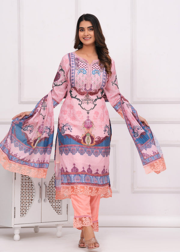 Pure Muslin Digital printed Suit With Dupatta