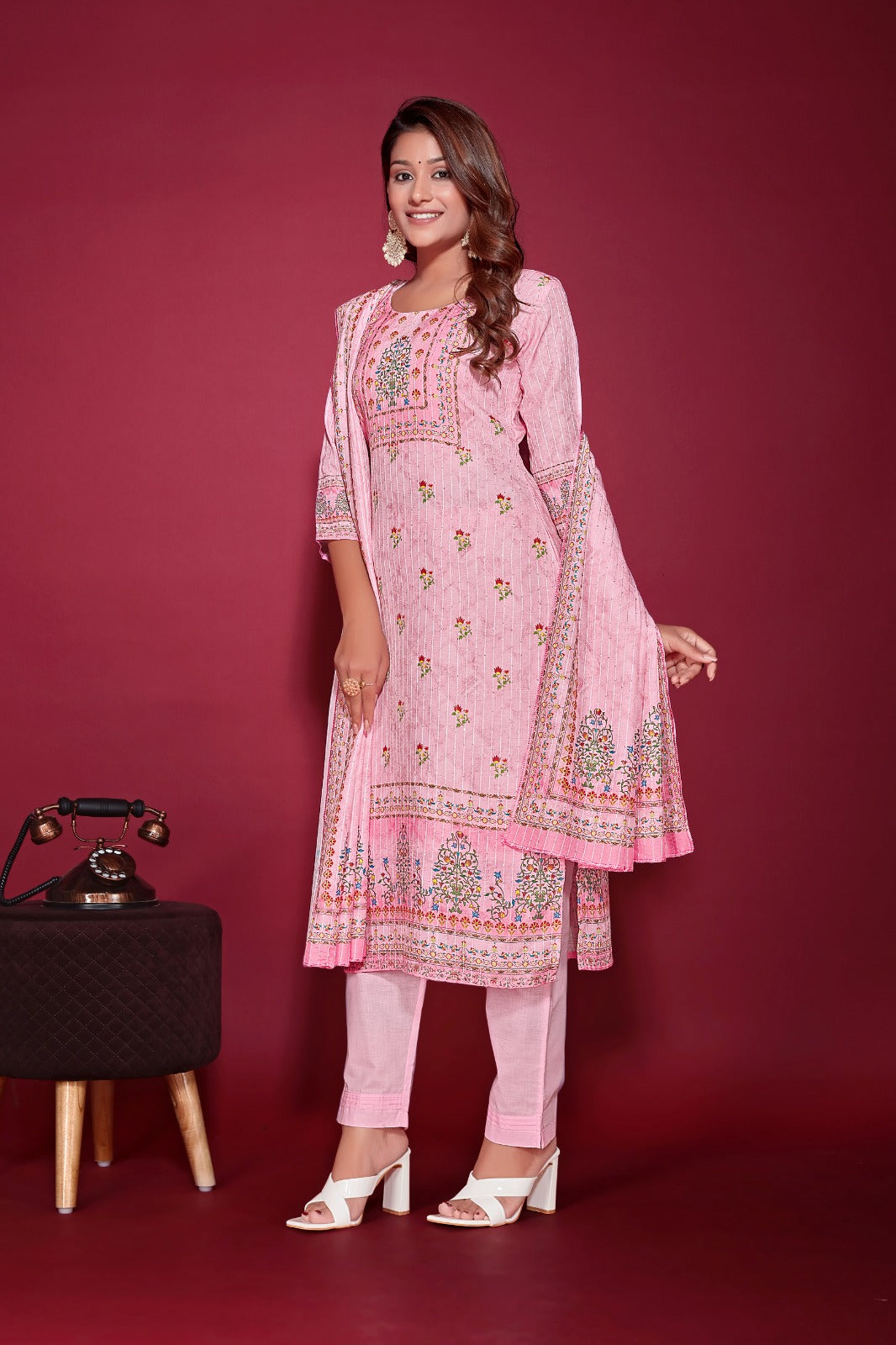 Designer Muslin Silk Suit With Dupatta