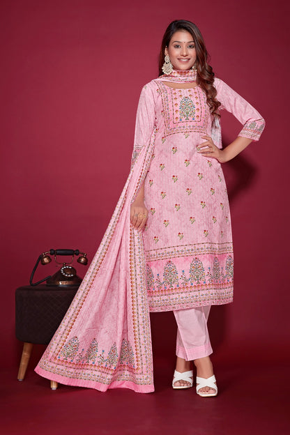 Designer Muslin Silk Suit With Dupatta