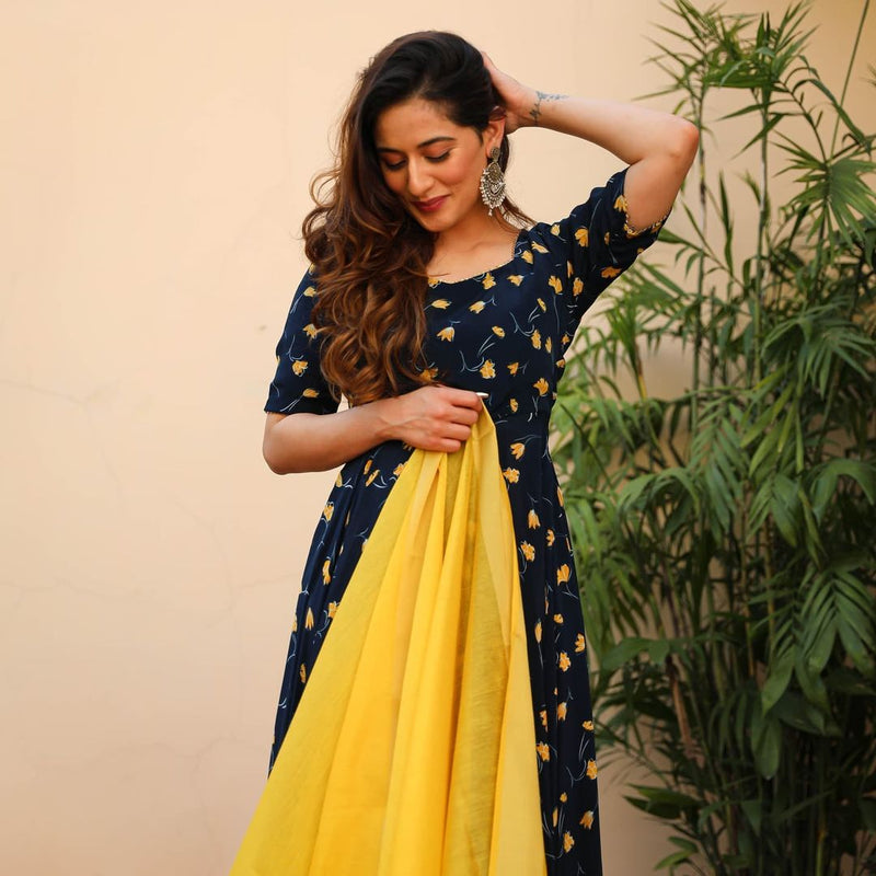 Black & Yellow Suit With Dupatta