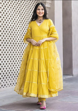 Designer Yellow Suit With Dupatta