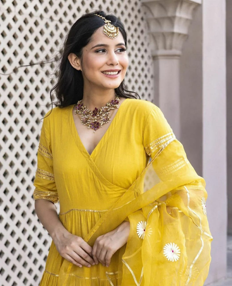 Designer Yellow Suit With Dupatta