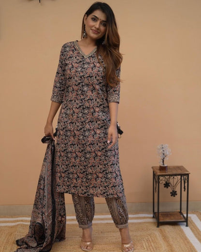 Beautiful Floral Suit With Dupatta