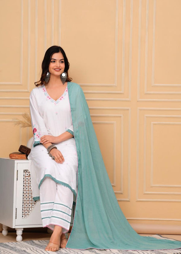 White Gulbarg Rumaisa Suit With Dupatta