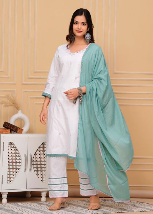 White Gulbarg Rumaisa Suit With Dupatta