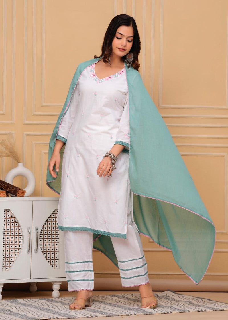 White Gulbarg Rumaisa Suit With Dupatta