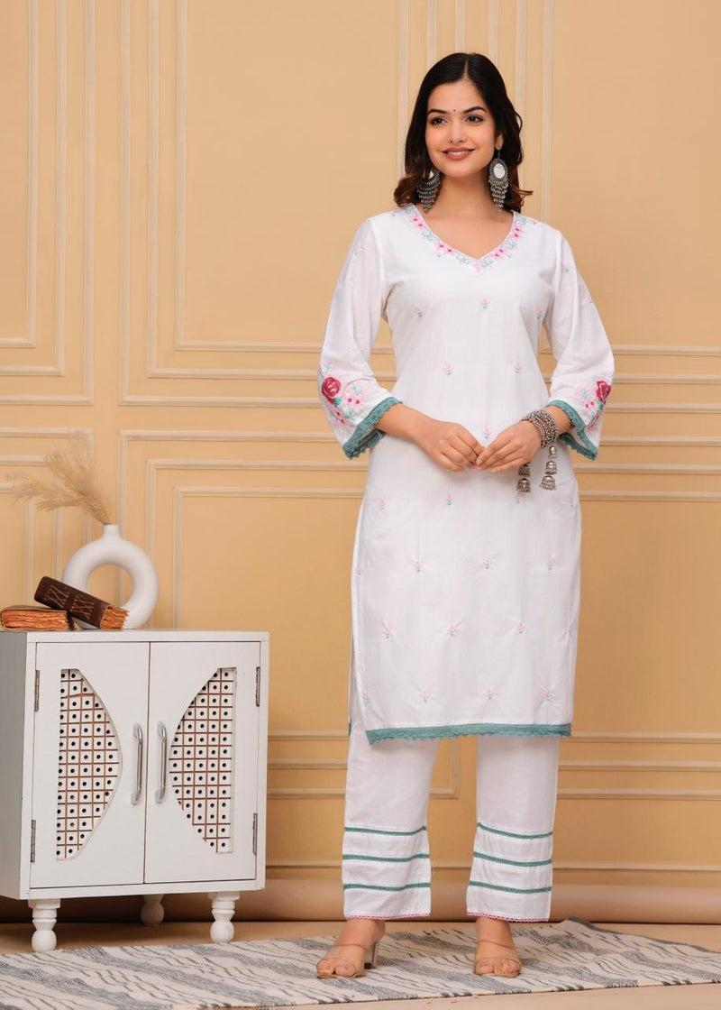 White Gulbarg Rumaisa Suit With Dupatta