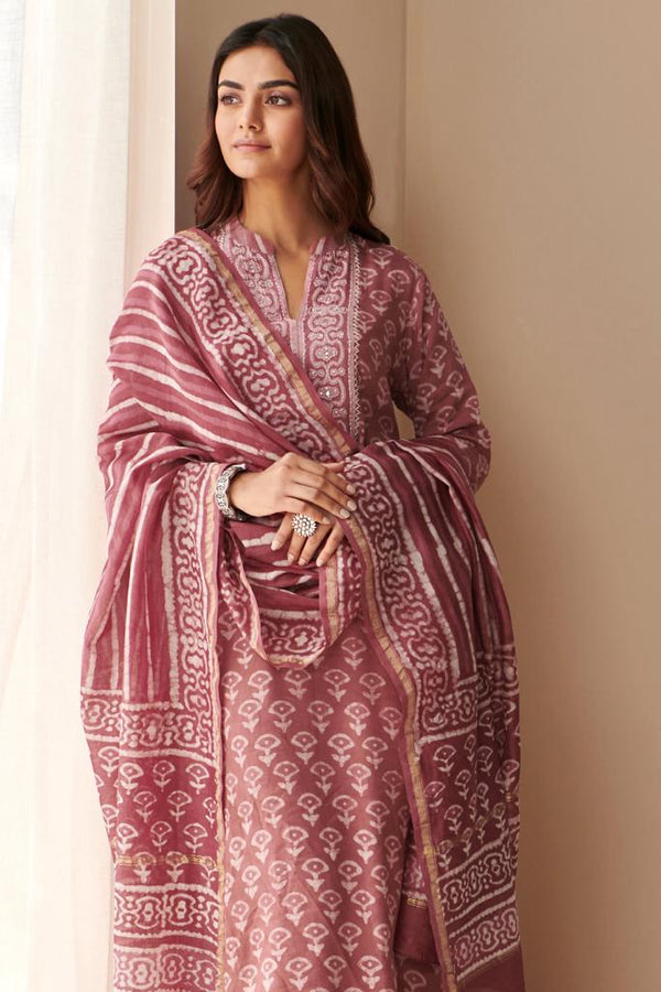 Classy Handblock Printed Suit With Dupatta