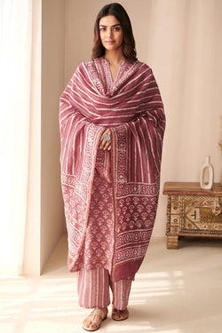 Classy Handblock Printed Suit With Dupatta