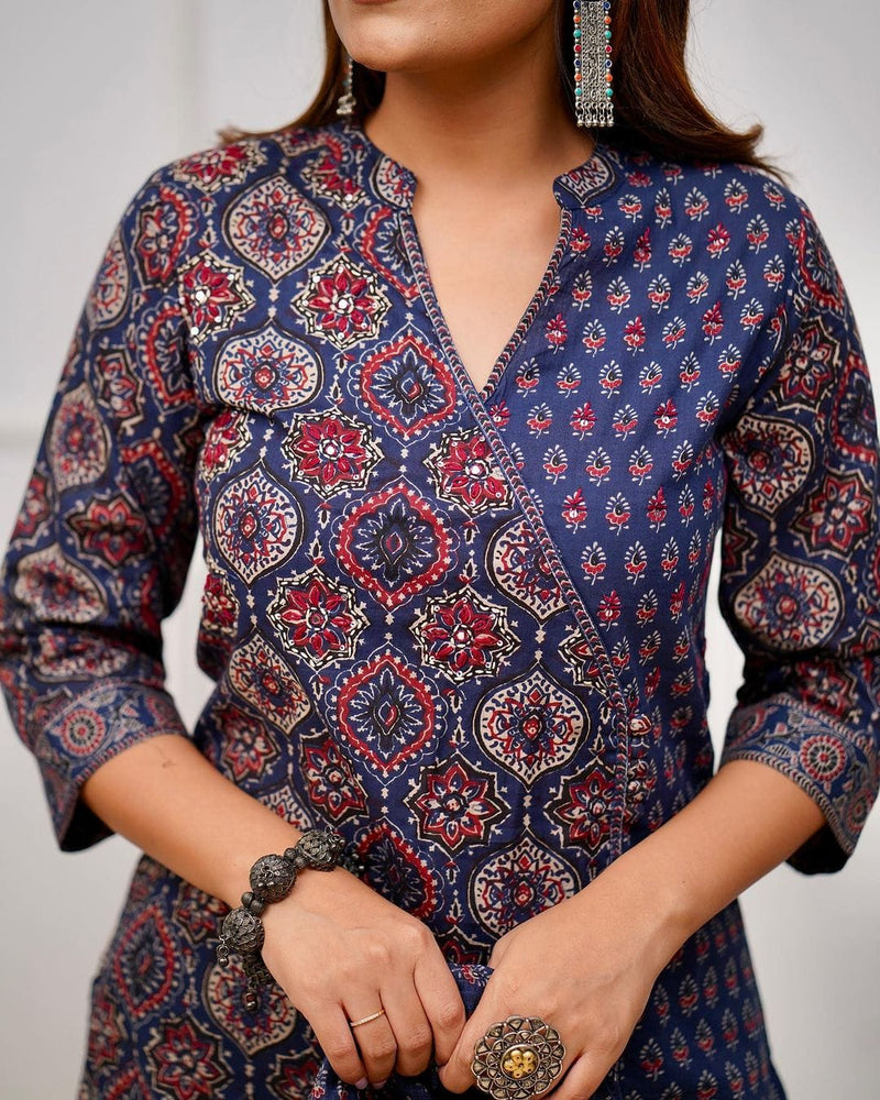 Designer Ajrakh Printed Suit With Dupatta