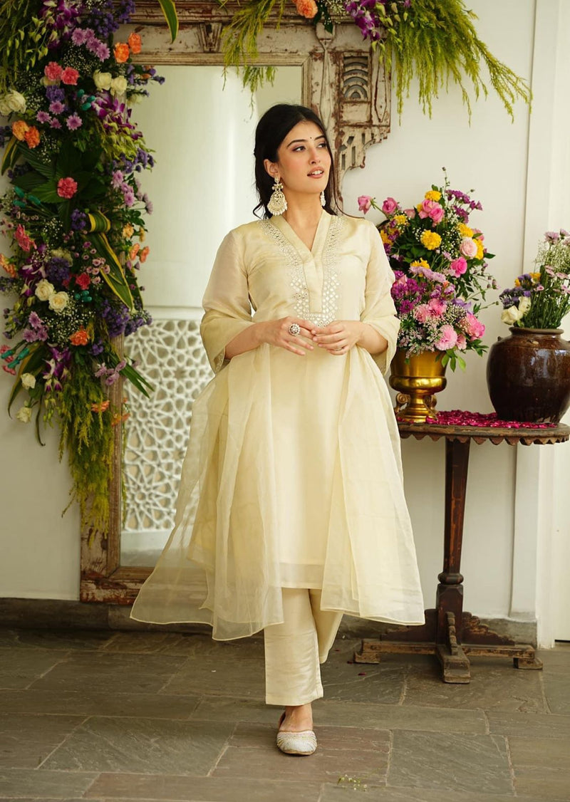 Soft Chanderi Embroidered Suit With Dupatta