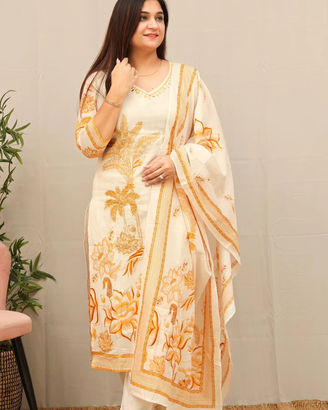 Beautiful Designer Embroidered Suit With Dupatta